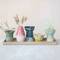 Multicolor Eclectic Stoneware Vase &#x26; Votive Holders On Tray Set